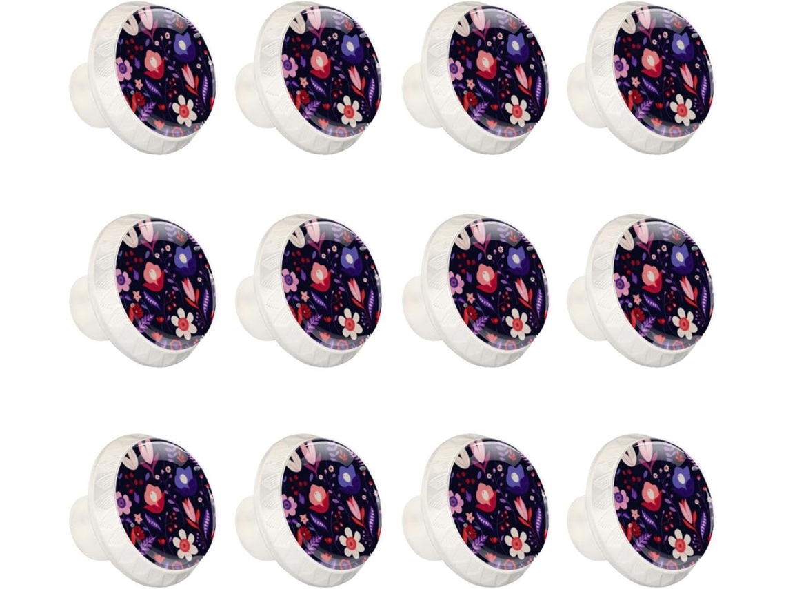 Puxadores Redondos Para Armários De Cozinha, Puxadores Para Armários E Gavetas, 12 Peças, Lindo Design Floral De