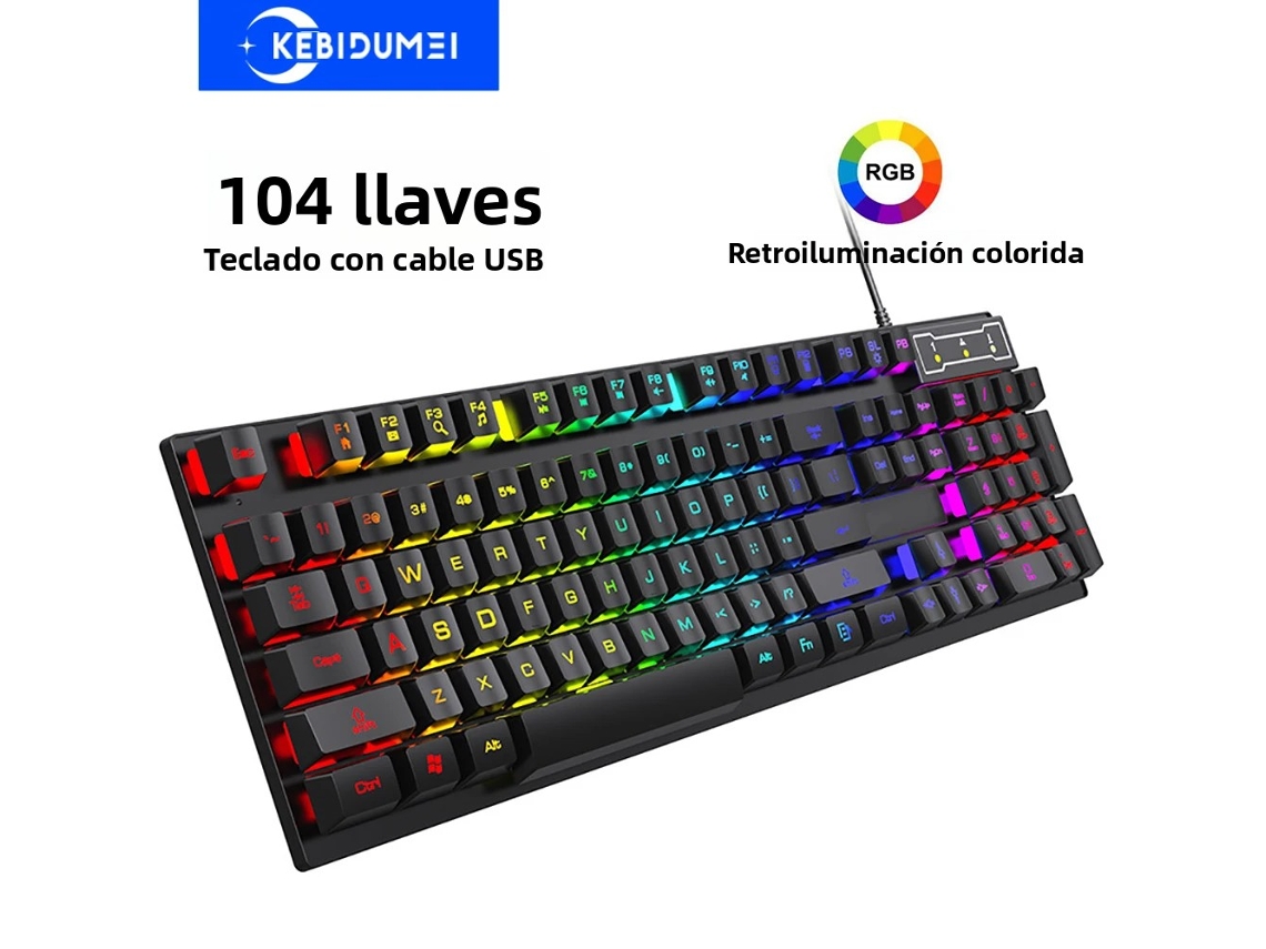 Teclado Gamer Rgb De 104 Teclas (com Rgb), Com Sensação Mecânica, Inclui Teclado Com Fio Para Windows.