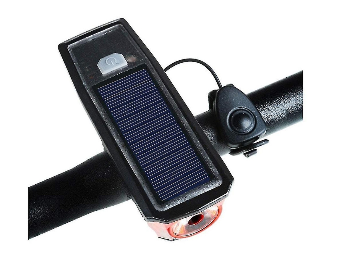 Conjunto Luz Bicicleta Solar/usb Recarregavel Inteligente Preto Yizhood