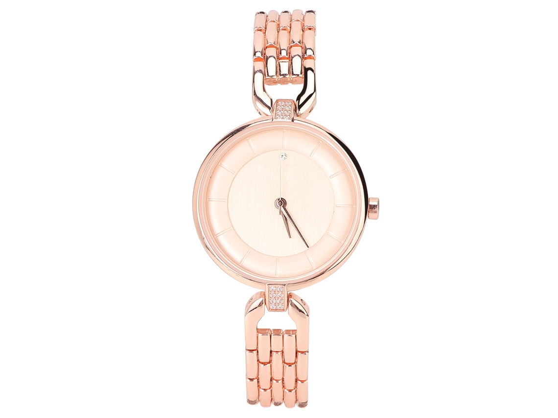 Relógio Feminino de Moda com Pulseira de Aço Liga Quartzo Resistente À Água Rosa Ouro