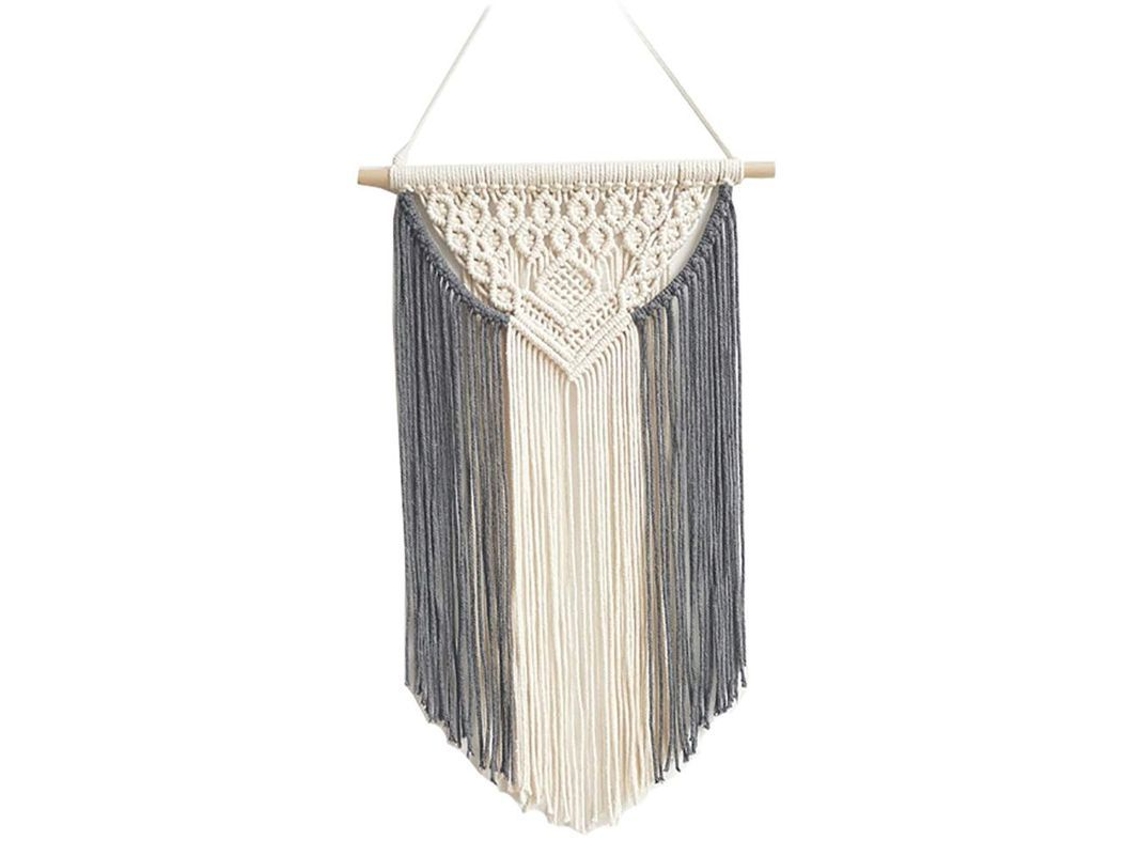 2026 tapiz de Pared Macramé Tejido a Mano Estilo Boho Con Cuerda de Algodón Amarillo Y Gris
