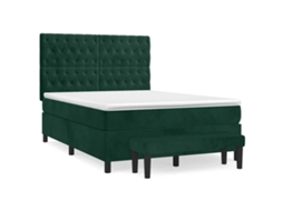 Conjunto 1 Cama Box Spring Vidaxl Verde Veludo (203 X 144 X 128 Cm)