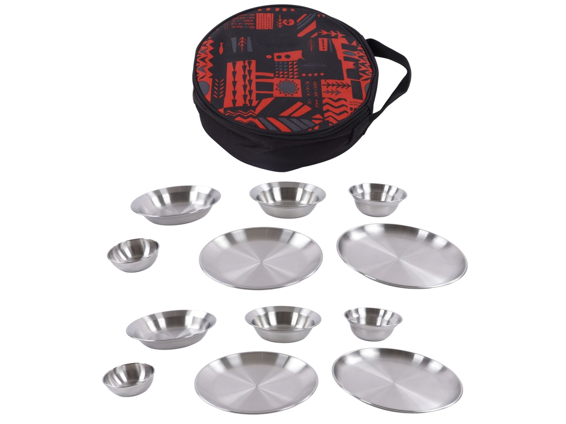 Conjunto de Jantar para Camping 12 peças, Pratos e Tigelas, Aço Inoxidável CHABERLU