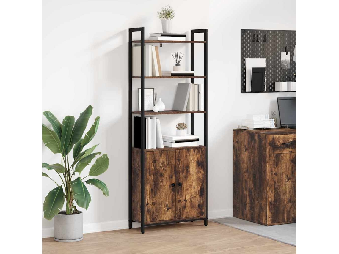 Vidaxl Gabinete De Livros 6 Níveis 60 X 24 X 161 Cm Carvalho Defumado