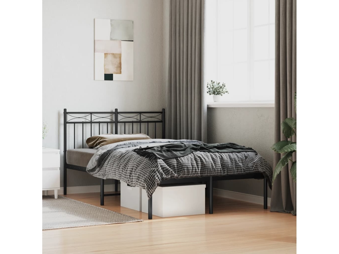 Vidaxl Estrutura De Cama Com Cabeceira 120x200 Cm Metal Preto