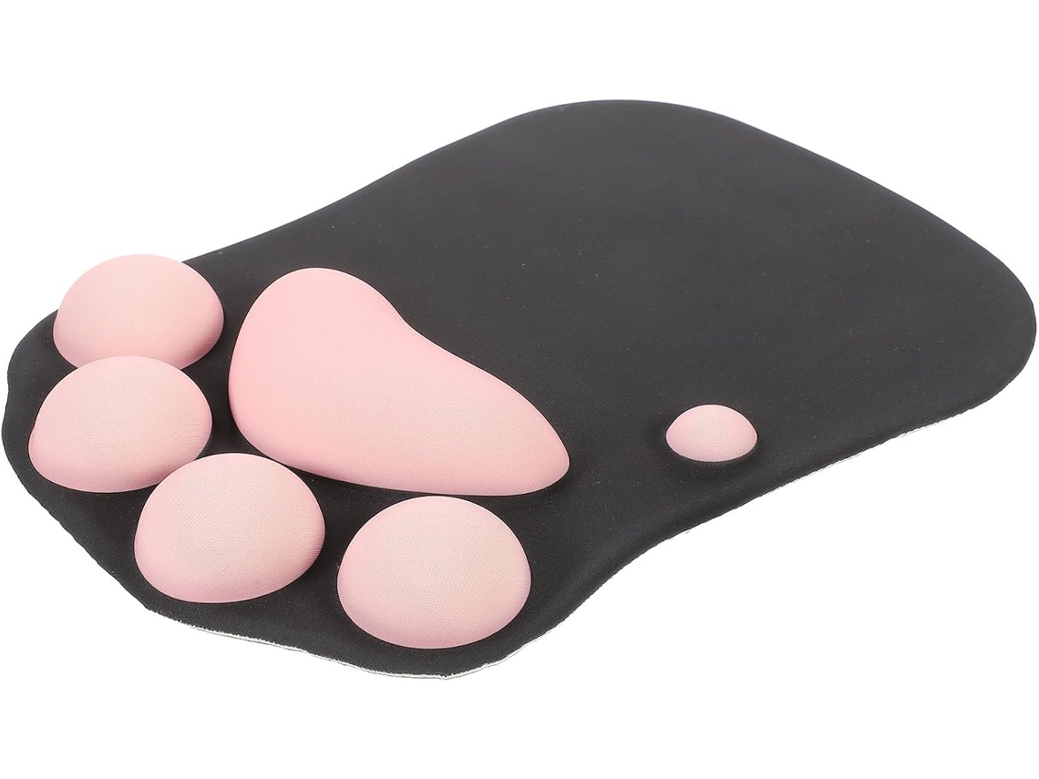 Mousepad de Silicone Amosfun com Formato Pata Gato e Apoio Ergonômico para o Pulso, Ideal Jogos Uso em Mesas.