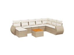 Conjunto de 9 Sofás para Jardim com Almofadões Vime Pe Bege MAISON EXCLUSIVE (90x200 cm)