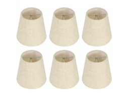 Juego de 6 pantallas de lámpara pequeñas, cilíndricas de yute con pinza. - aquaforge