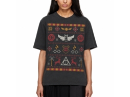 Rockinstone Harry Potter Hogwarts Christmas Pattern Black T-shirt Size:xxxl