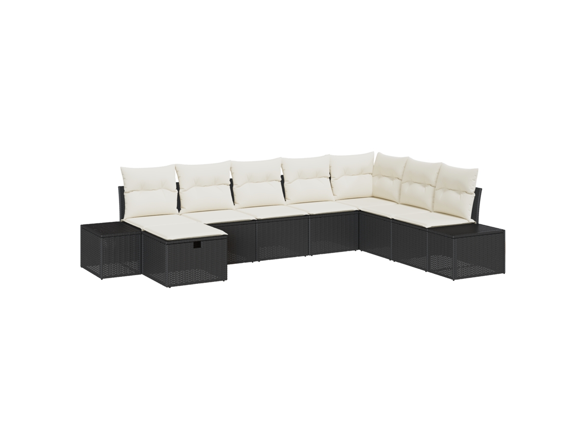 Conjunto 8 Conjunto De Sofá De Jardim Vidaxl Preto Vime Pe (55 X 62 X 69 Cm)