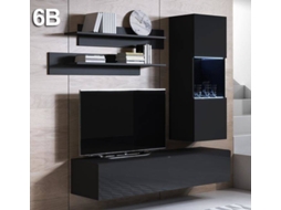 Conjunto de Móveis de TV Luke 6B MÓVEIS BONITOS (Preto - 160x40x166 cm)