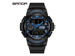(preto E Azul) Relógio De Pulso Digital Luminoso, À Prova D'água, Estilo Militar, Esportivo E Moderno Para Estudantes.