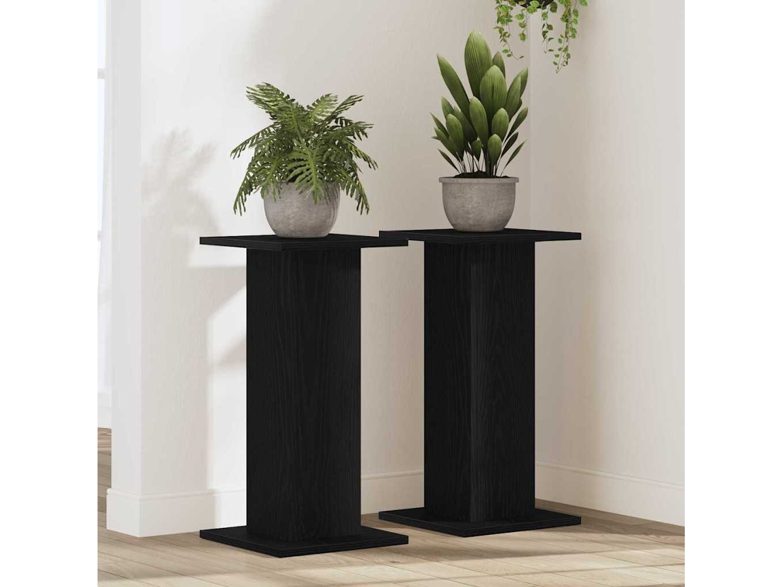 Vidaxl Suporte Para Plantas 2 Pcs Carvalho Preto 30 X 30 X 60 Cm