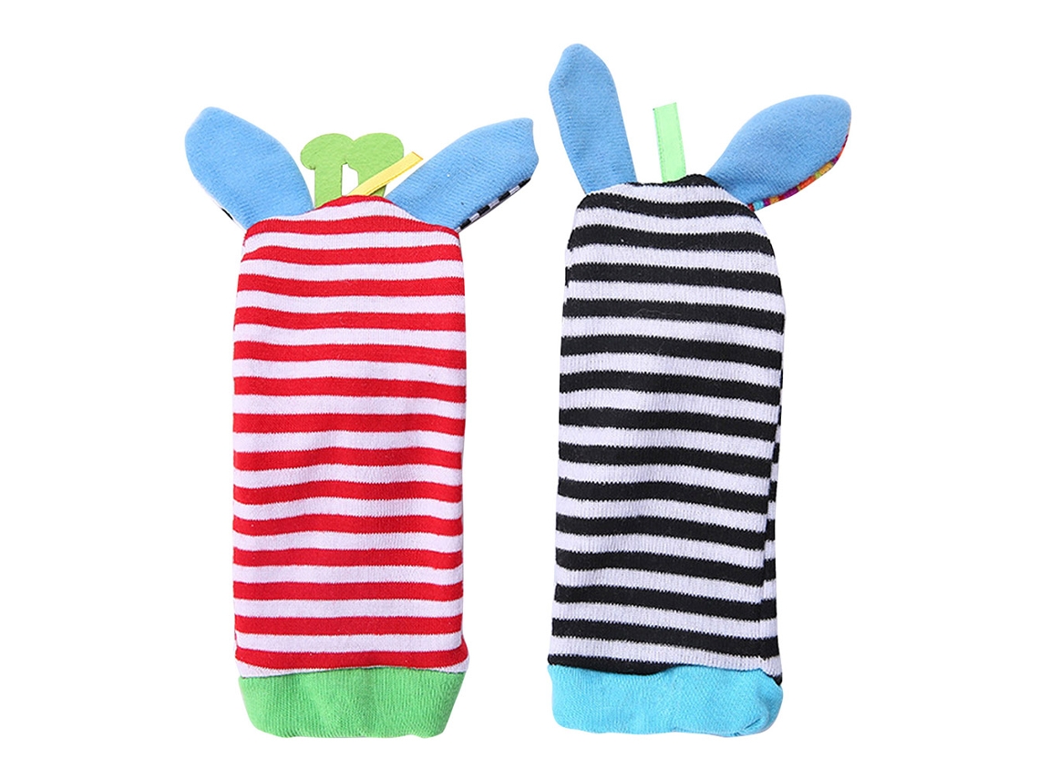 Primerox meias com Chocalho para Bebê Pulseira Sons Brinquedo Educativo Infantil Animal Viva Cor