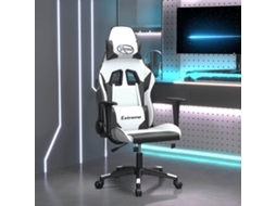 Vidaxl Cadeira Gaming Couro Artificial Branco E Preto