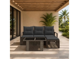 Vidaxl Conjunto De Sofá De Jardim 5 Unid. Cinza E Cinza Escuro Vime Pe