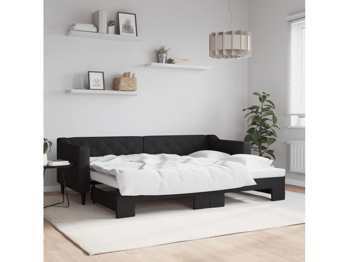 Vidaxl Sofá-cama Com Gavetão 80x200 Cm Tecido Preto