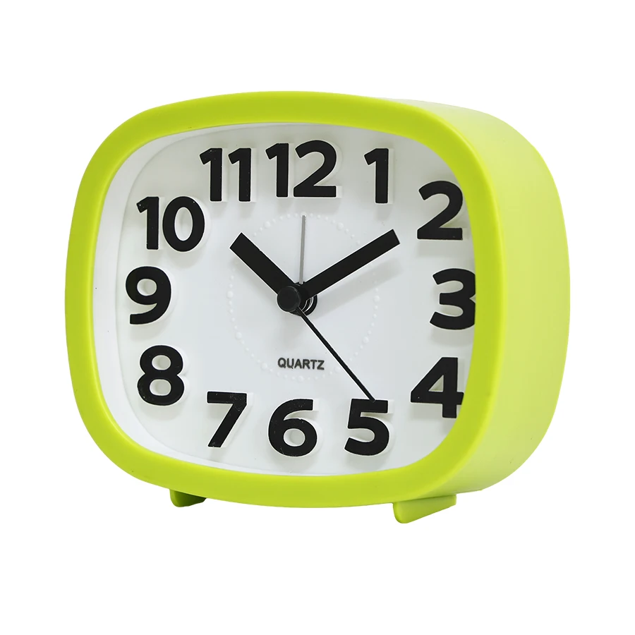 (verde) Despertador De Quartzo Quadrado Simples Para Mesa De Cabeceira Com Mostrador Digital 3d Criativo, Sem Necessidade De Pilhas.