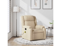 Vidaxl Poltrona De Massagem Reclinável Em Tecido Creme
