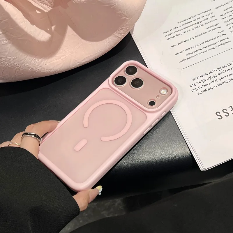 Capa Protetora Transparente Magnética E Resistente A Impactos Com Carregamento Sem Fio Magsafe (rosa) Para Iphone 14 Pro Max