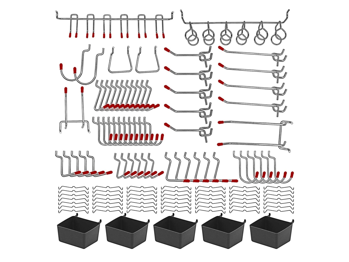 Kit De Organização De Ganchos Para Tábua De Pregos De Metal Com 114 Peças E Blocos De Pregos Para Pendurar