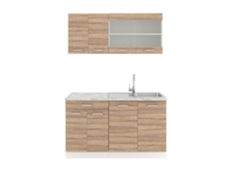 Cozinha R-Line, 140 cm, Mármore PT, Sonoma, Vicco