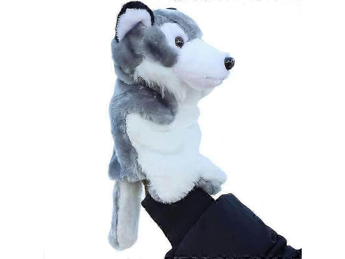 2026 marionete de Mão Infantil Lobo Cinza 25cm Pelúcia Luxuosa Brinquedo Teatro Brincadeira de Papel Presente Infantil