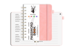 B6 Password Coil Notebook With Lock, Faux Leather Cover, Alphabet Tabs Index Pages, Address Book, Pink