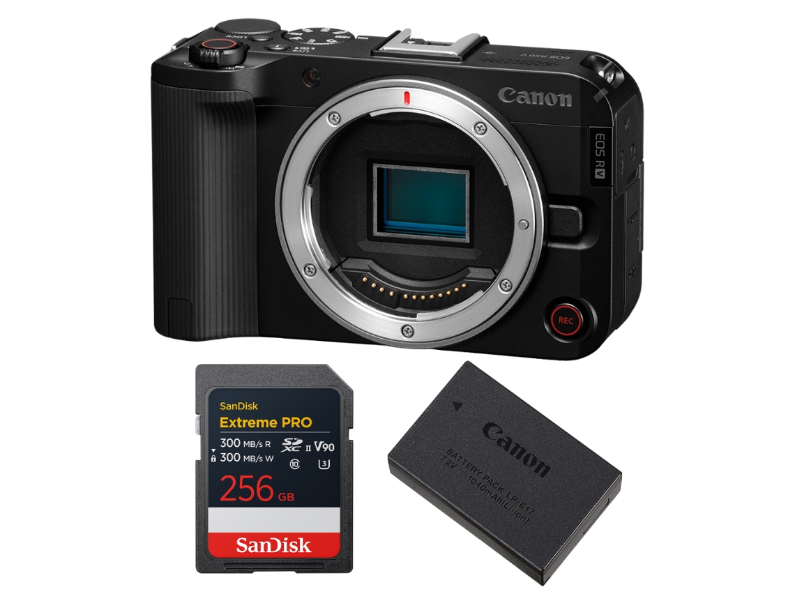 Eos R50 V + 1 Sandisk 256gb Extreme Pro Uhs ii Sdxc + Canon Lp e17 + Ebook “20 Dicas para Fotos Que Impressionam” CANON