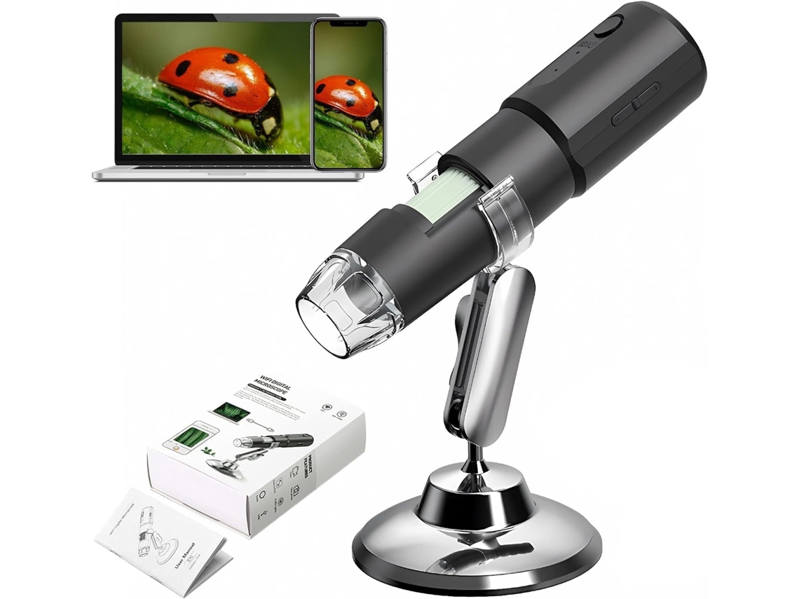 Microscópio Digital Usb 1600x com 8 Luzes Led e Suporte, Compatível com Android, Windows Xp, Win 7, 8, 10, Vista e Linux BRILVIBERA