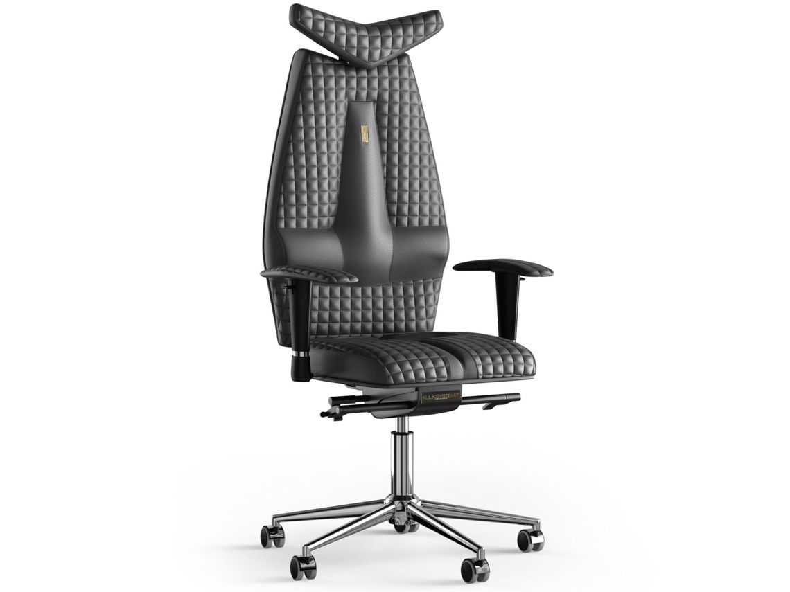 Cadeira de Escritório Ergonómica KULIK Jet Stitching Couro (Preto -130x50x50cm)