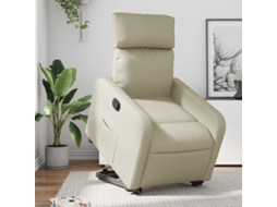 Vidaxl Poltrona Reclinável Elevatória Couro Artificial Cor Creme