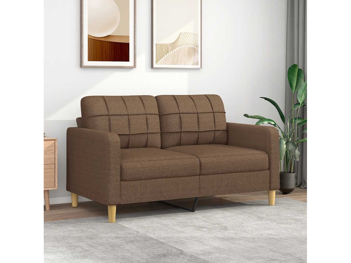 Vidaxl Sofá De 2 Lugares Tecido 140 Cm Castanho