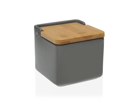 Saleiro com Tampa Bambu Cerâmica (8,1 x 12,2 x 12,3 cm)