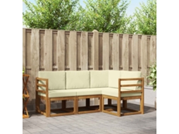 Vidaxl Conjunto De Sofás Para Exterior 4 Pcs Natural E Creme