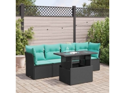 Vidaxl 5 Pcs Conjunto Sofás De Jardim Com Almofadões Acácia E Vime Pe