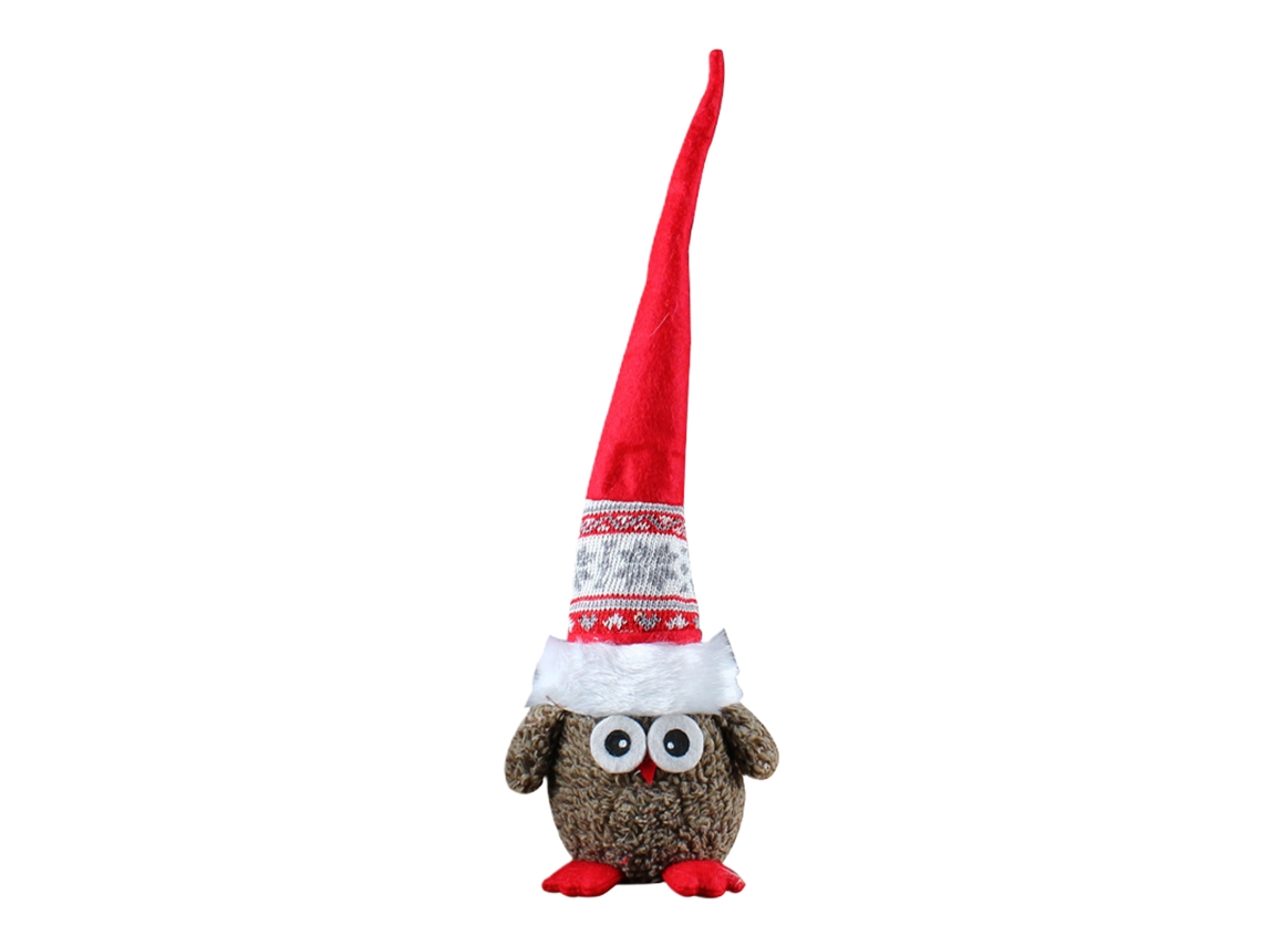 Coruja Elfa de Pelúcia Adorável com Chapéu Comprido - Brinquedo Ornamental para Decoração Festiva de Casa