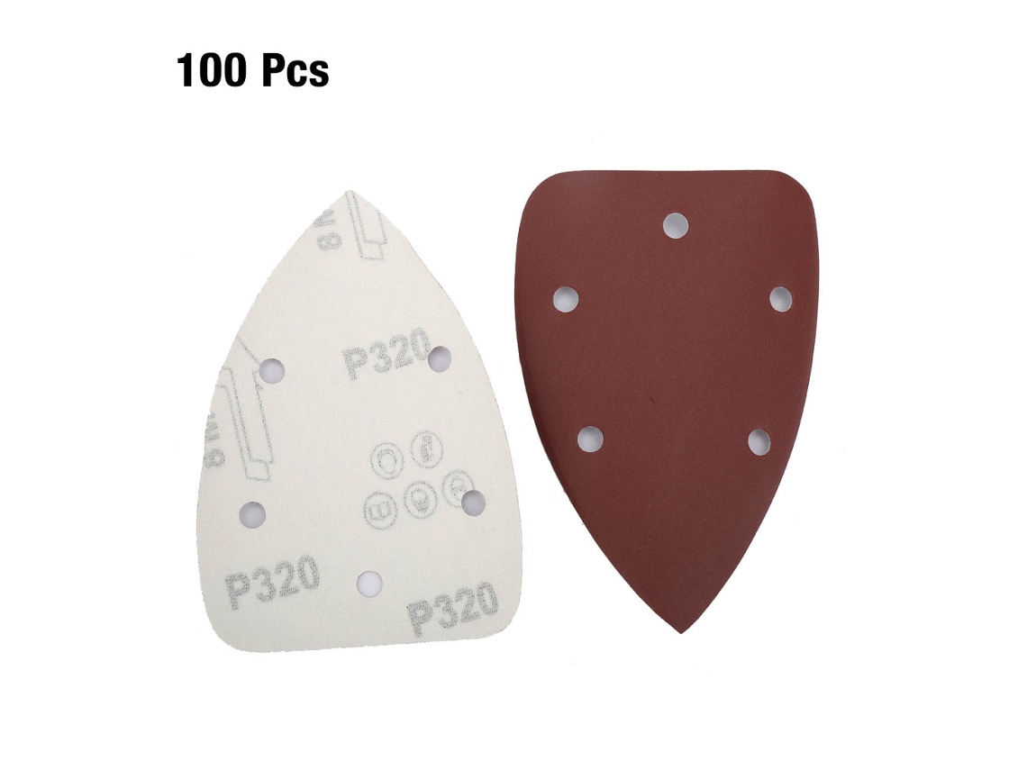 100pcs Lixa Triangular com 5 Buracos para Polimento 140x140x90mm 320
