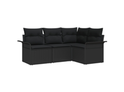Conjunto 4 Móveis De Jardim Vidaxl Preto Vime Pe (187,5 X 132,5 X 69 Cm)