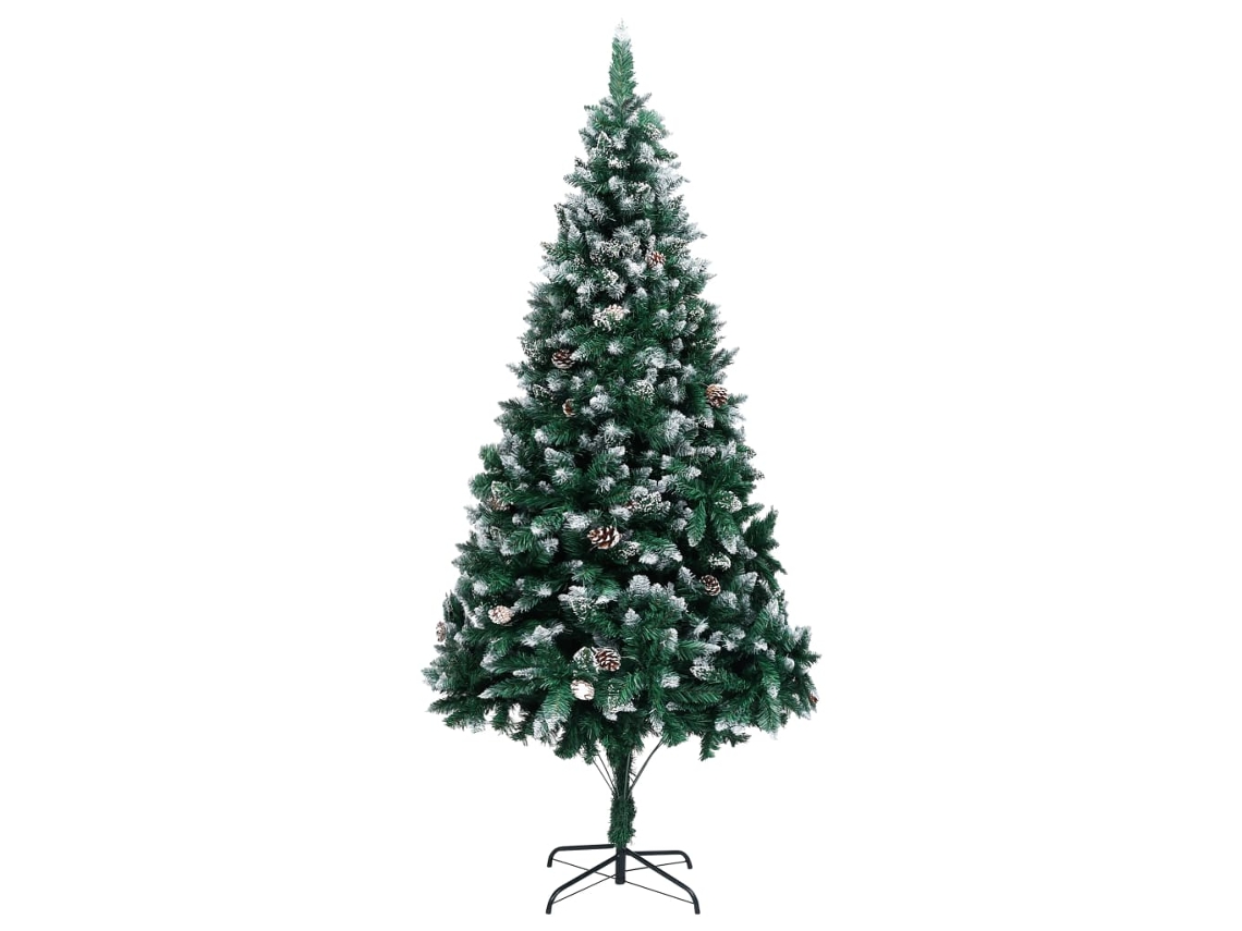 Vidaxl Árvore De Natal Artificial Com Pinhas E Neve Branca 210 Cm