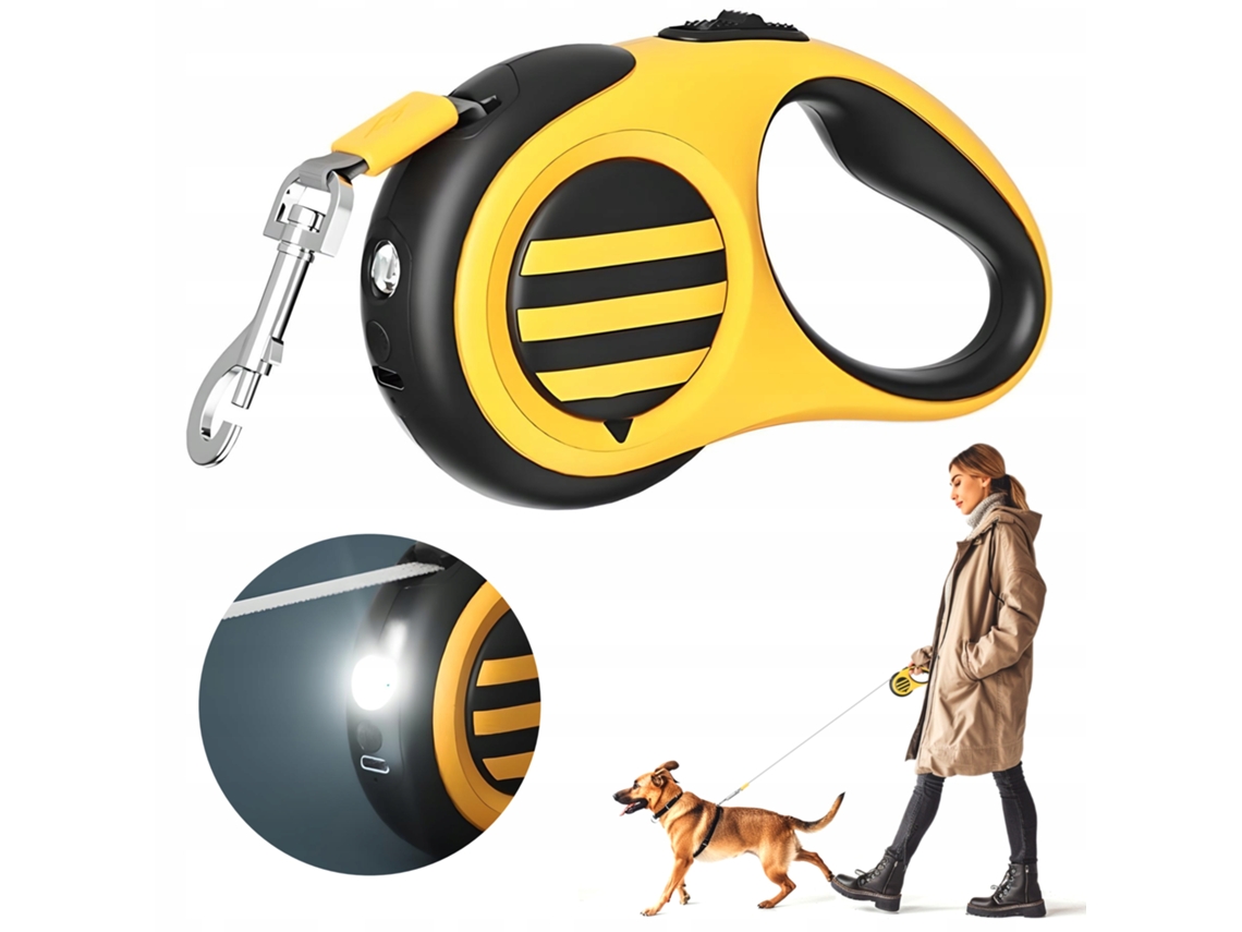 Coleira Automática Lâmpada Led 5 M Retrátil Rápida Pet