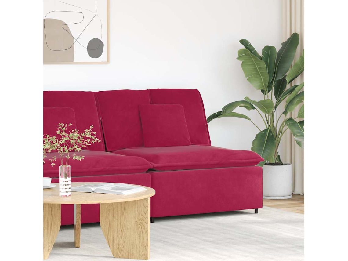 Vidaxl Módulo Central Para Sofá Modular Com Almofadas, Vermelho Vinho, 100 Cm