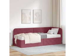 Vidaxl Estrutura De Cama De Canto Vinho Vermelho 80 X 200 Cm Tecido