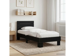 Vidaxl Estrutura De Cama Com Cabeceira Carvalho Preto 80 X 200 Cm