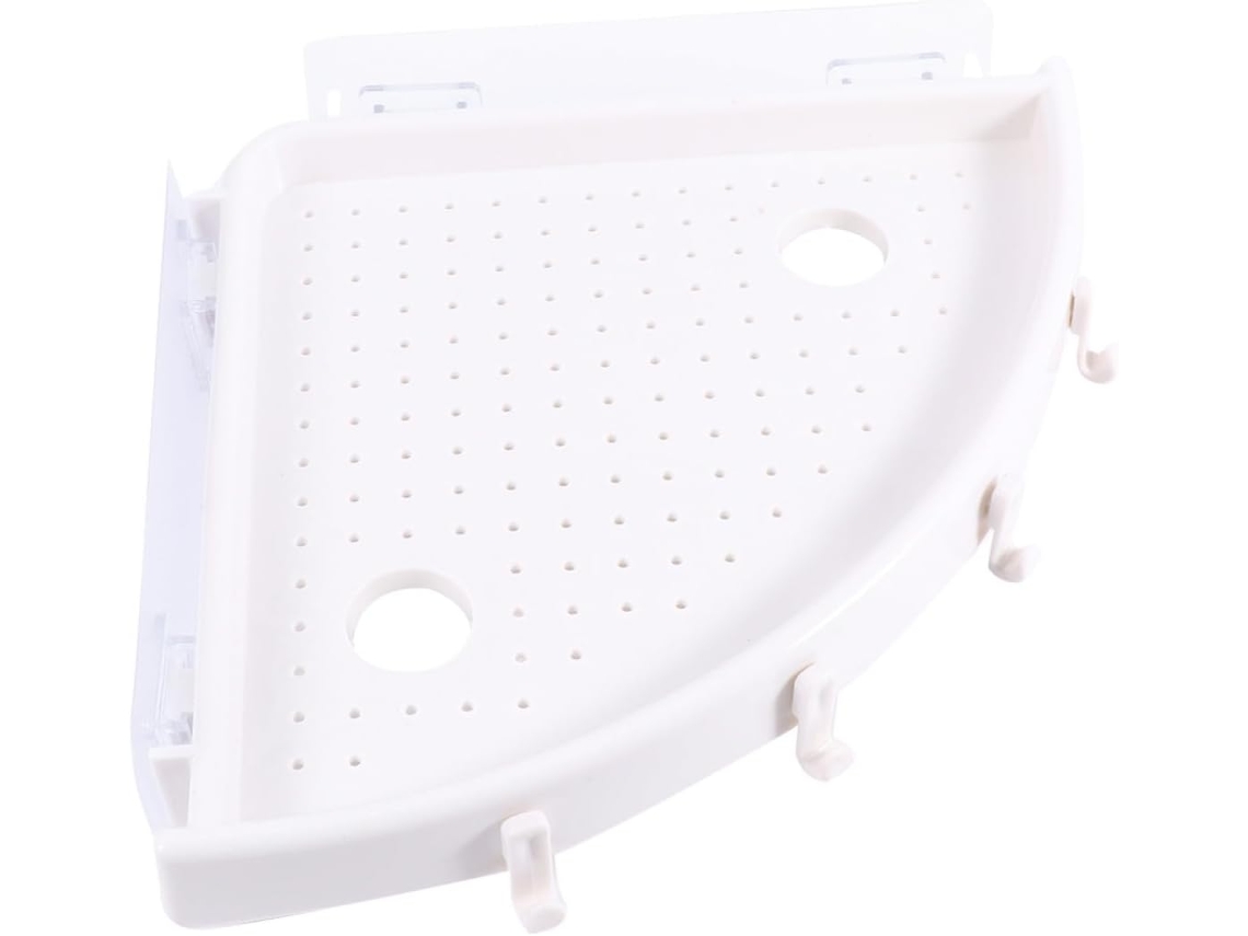 Prateleira De Banheiro Triangular Tehaux Com Ventosa Para Parede, Em Pp Branco, Fácil De Limpar, Ideal Para Banheiro E