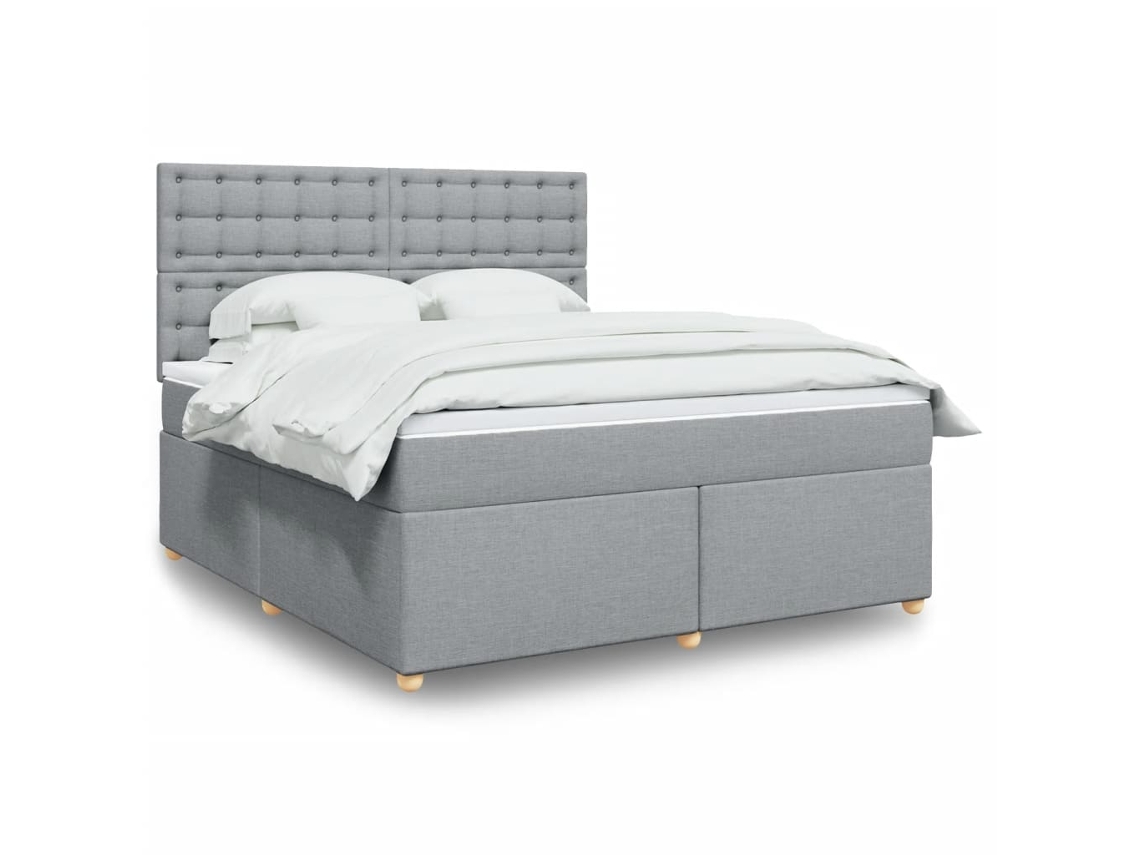 Vidaxl Cama Com Molas/colchão 180x200 Cm Tecido Cinzento-claro