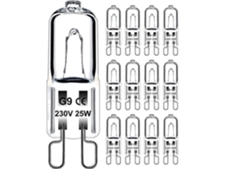 Lâmpada Halógena Rebe G9 25w 230v Regulável, Luz Branca Quente, Tolerância a 300°C, para Forno de Micro-ondas, Cozinha, Luminárias de Teto, Pacote com 12 unidades
