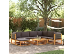 Vidaxl Conjunto De Sofás De Jardim Vidaxl De 8 Peças Com Almofadas De Madeira De Acácia E Corda