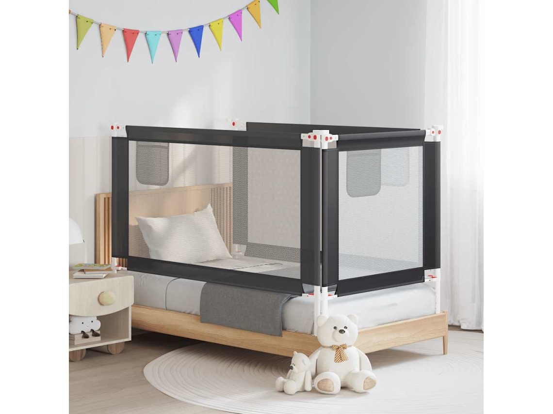 Vidaxl Barra Segurança P/ Cama Infantil Tecido 150x25 Cm Cinza-escuro