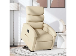 Vidaxl Poltrona Reclinável Elevatória Elétrica Tecido Cor Creme